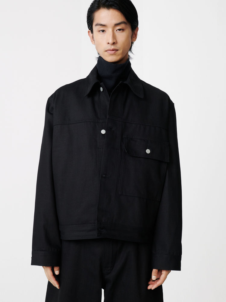 [EXCLUSIVE】PETAR DENIM JACKET IN BLACK