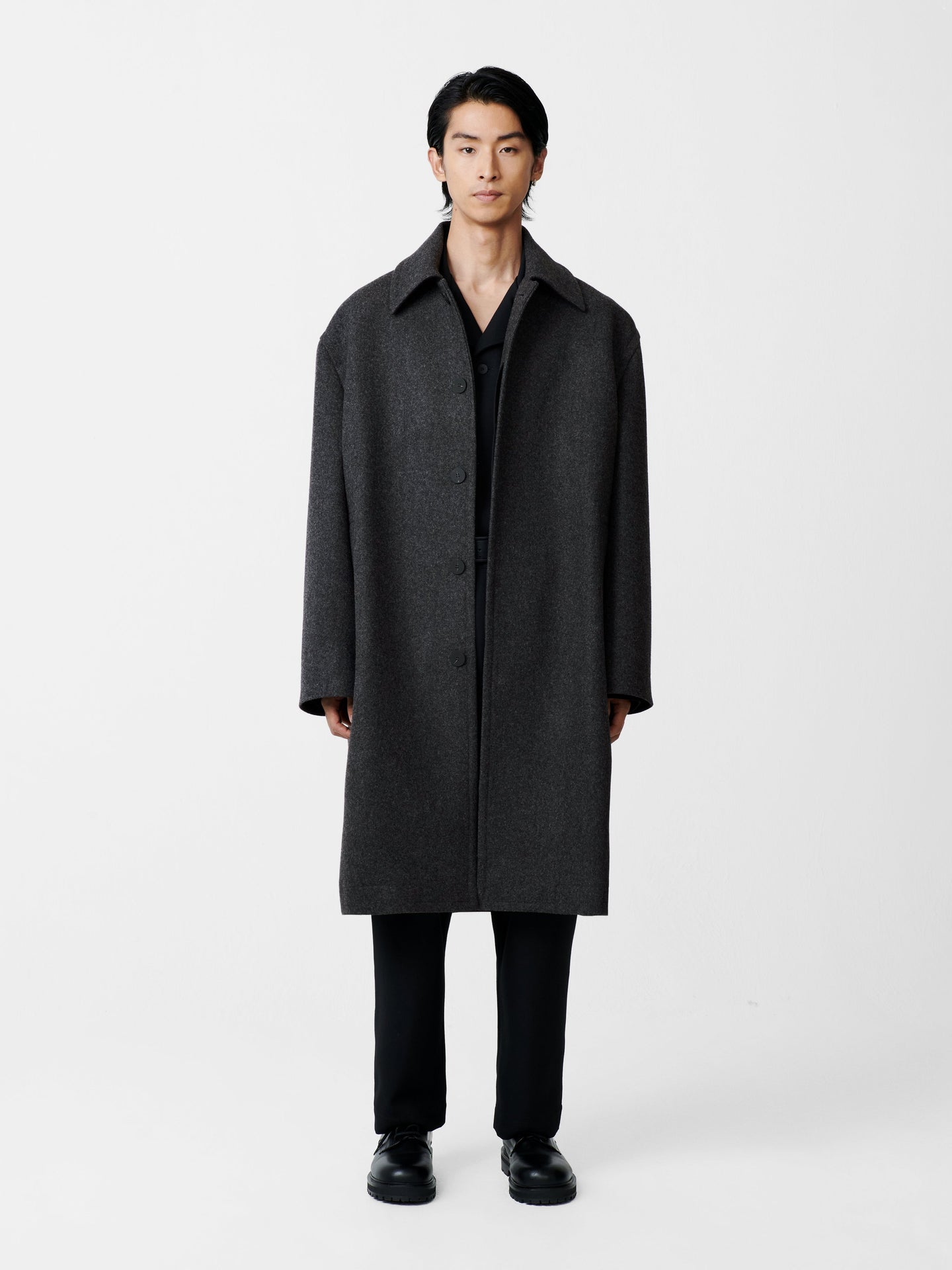 COVER COAT IN CHARCOAL MARL