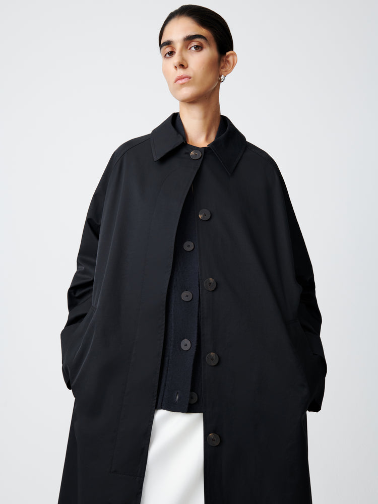 【EXCLUSIVE】HOLIN COATED COTTON COAT IN BLACK
