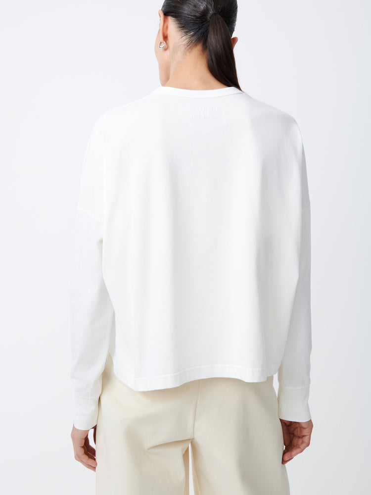 LOOP LONG SLEEVE T-SHIRT IN OPTIC WHITE