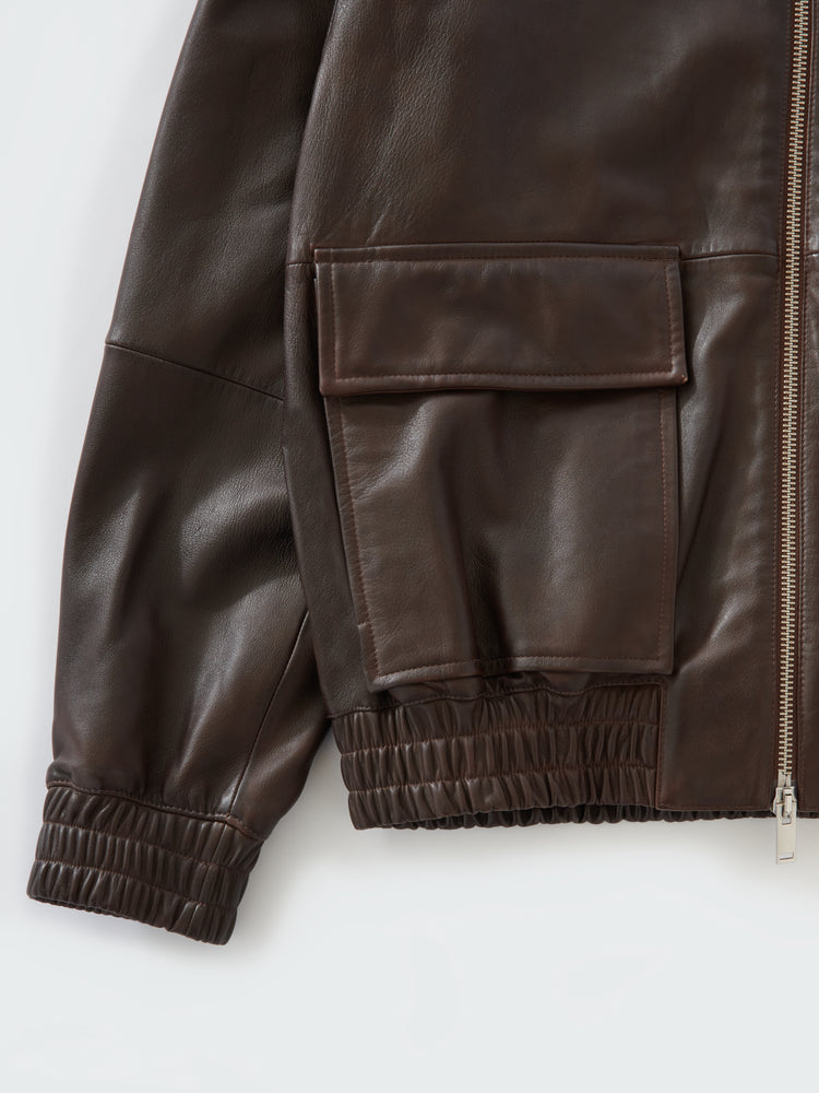PISTON LEATHER JACKET IN BROWN