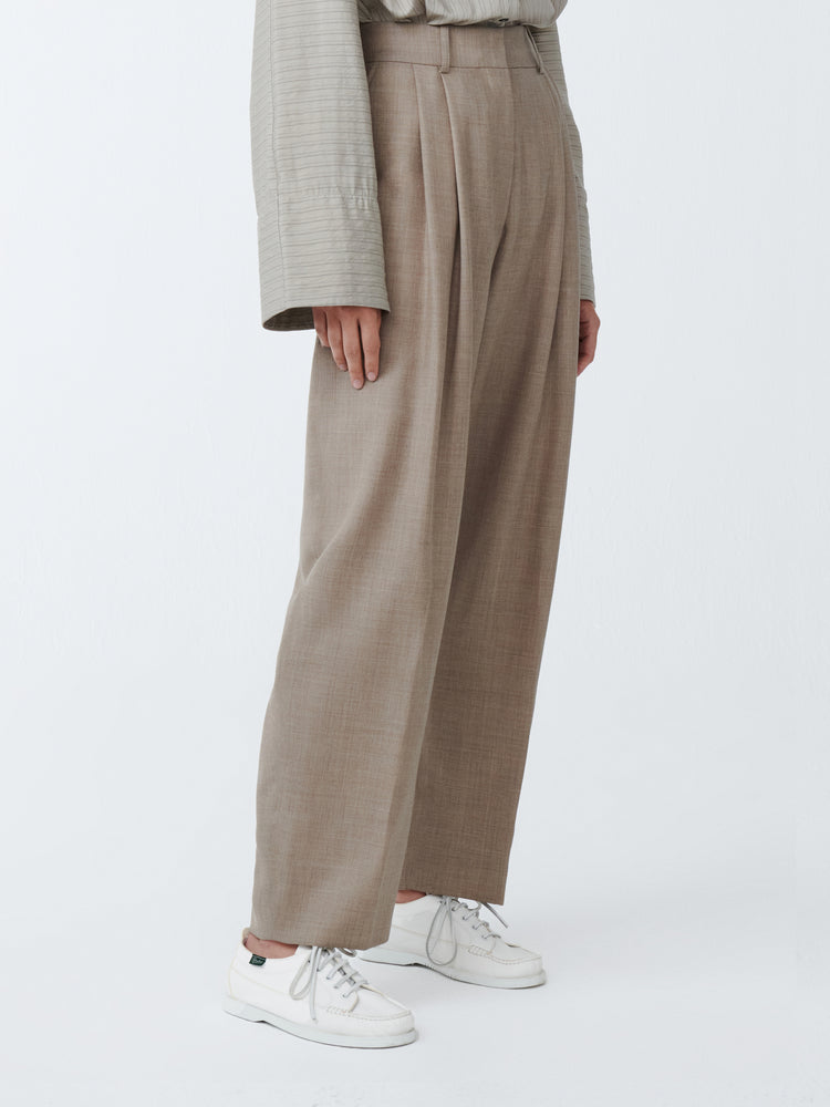 SPERRO TROPICAL WOOL PANT IN STRAW MELANGE