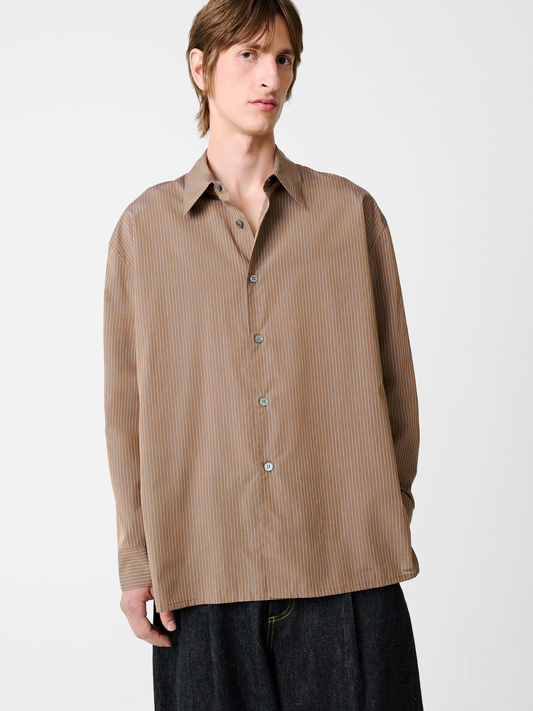 STRIKE SHIRT IN TOFFEE STRIPE