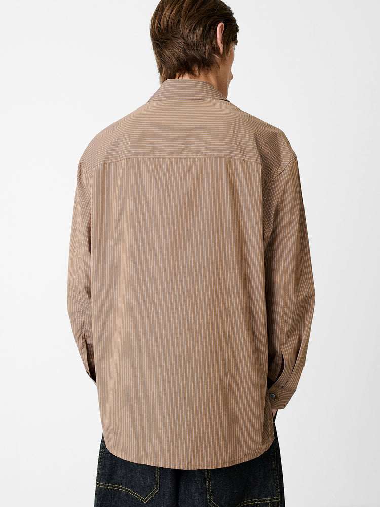 STRIKE SHIRT IN TOFFEE STRIPE