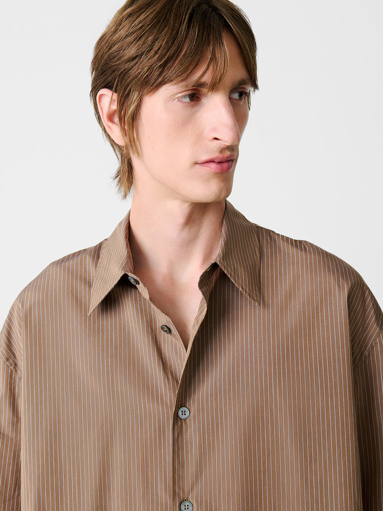 STRIKE SHIRT IN TOFFEE STRIPE